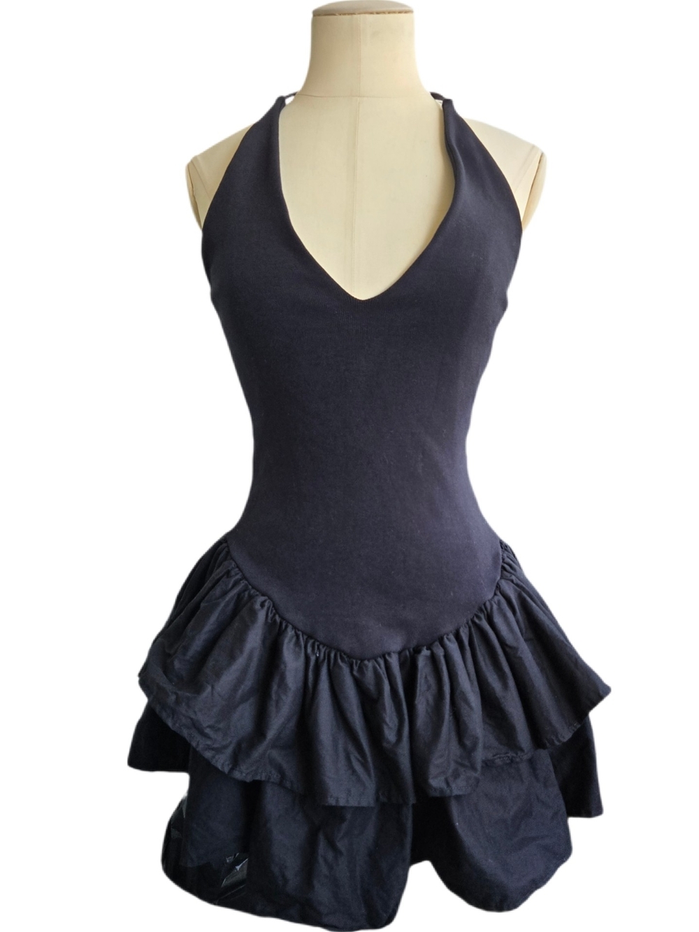 Zara Black Combination Halter Dress Size L